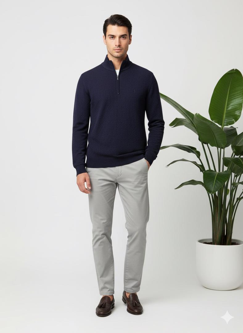 بلوز یقه ایستاده نیم زیپ 3172